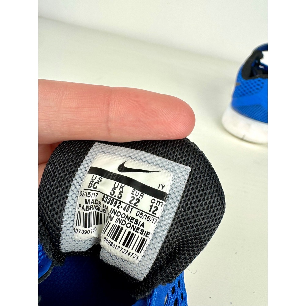 Nike Free Toddler Baby Shoes Blue Black Athletic Sneaker Size 6C Infant Slip On - Picture 7 of 8